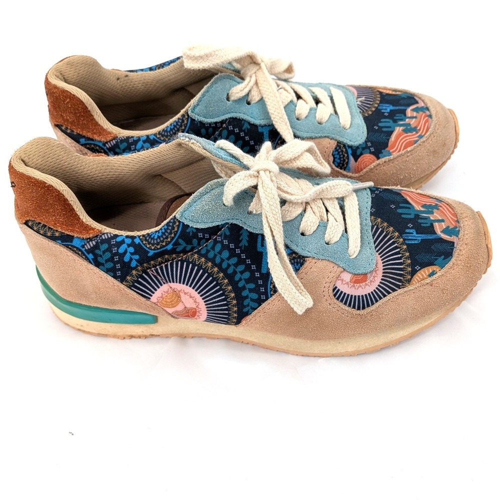 Inkkas Patterned Sneakers Boho Tribal Leather Lace Up Shoes Size 7
